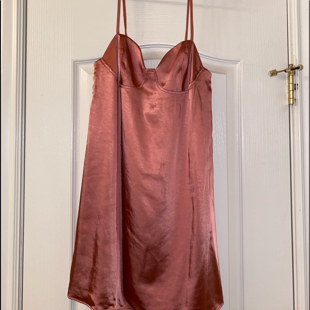Pink satin mini dress